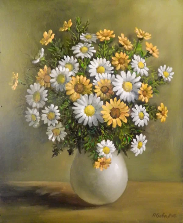 ''Ziedi baltāvazē'' - 60x49 k., e. (bez rāmja)