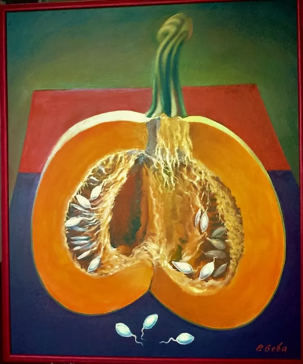 ''Ķirbja anatomija'' - 65x54 a., uz kart.